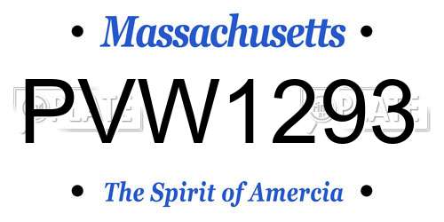 PVW1293 Massachusetts License Plate