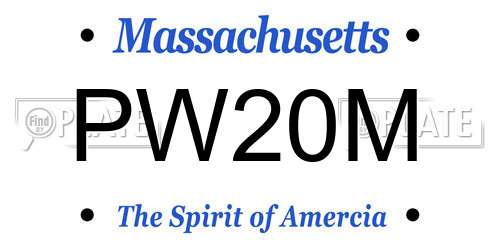 PW20M Massachusetts License Plate