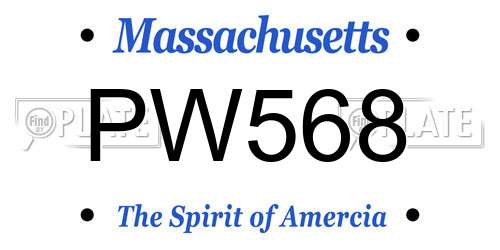PW568 Massachusetts License Plate
