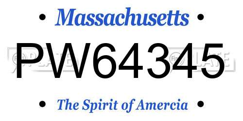 PW64345 Massachusetts License Plate