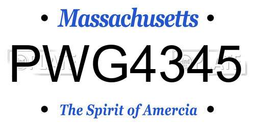 PWG4345 Massachusetts License Plate