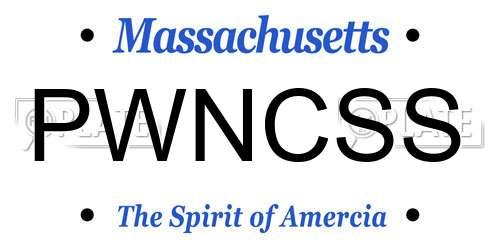 PWNCSS Massachusetts License Plate