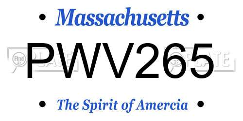 PWV265 Massachusetts License Plate