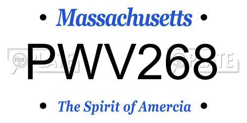 PWV268 Massachusetts License Plate