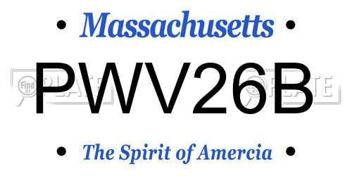 PWV26B Massachusetts License Plate