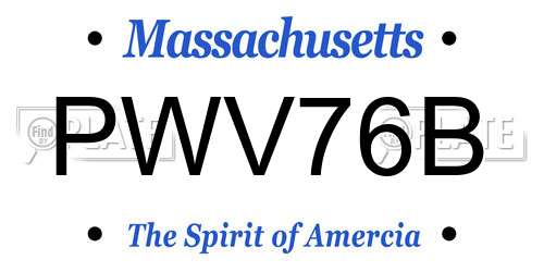 PWV76B Massachusetts License Plate