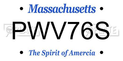PWV76S Massachusetts License Plate