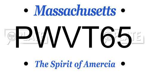 PWVT65 Massachusetts License Plate