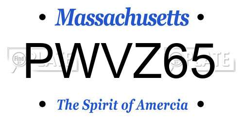 PWVZ65 Massachusetts License Plate