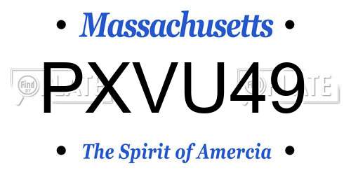 PXVU49 Massachusetts License Plate