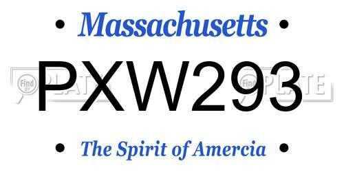 PXW293 Massachusetts License Plate