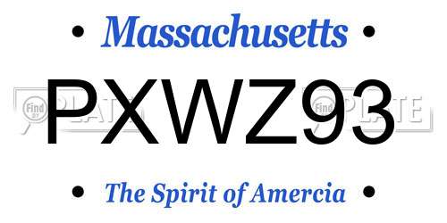 PXWZ93 Massachusetts License Plate