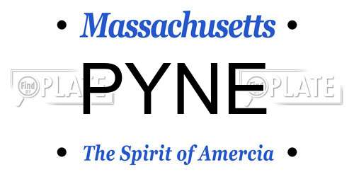PYNE Massachusetts License Plate