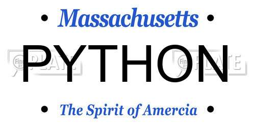 PYTHON Massachusetts License Plate
