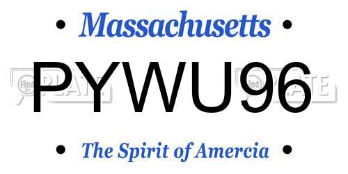 PYWU96 Massachusetts License Plate