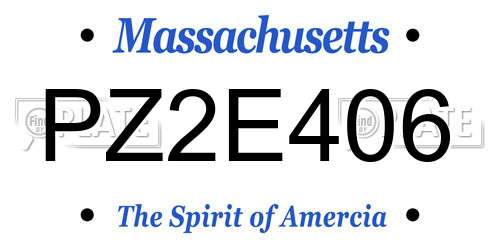PZ2E406 Massachusetts License Plate