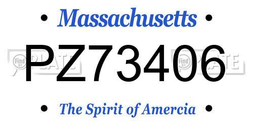 PZ73406 Massachusetts License Plate