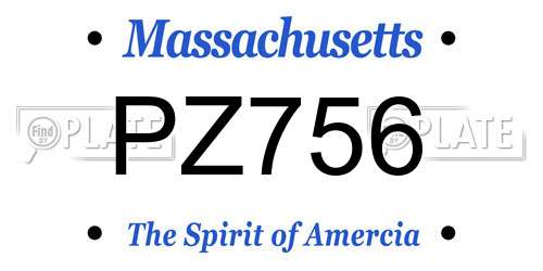 PZ756 Massachusetts License Plate