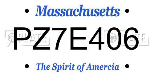 PZ7E406 Massachusetts License Plate