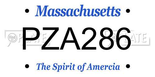PZA286 Massachusetts License Plate