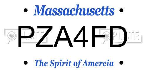 PZA4FD Massachusetts License Plate