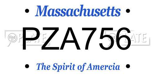 PZA756 Massachusetts License Plate