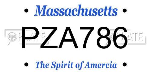 PZA786 Massachusetts License Plate