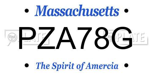 PZA78G Massachusetts License Plate