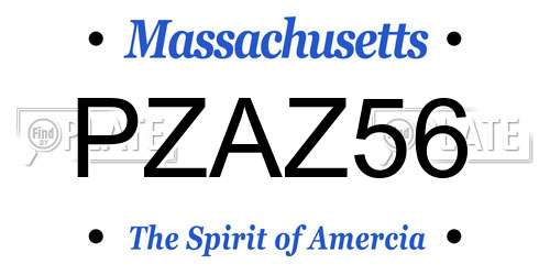 PZAZ56 Massachusetts License Plate