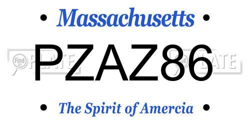 PZAZ86 Massachusetts License Plate