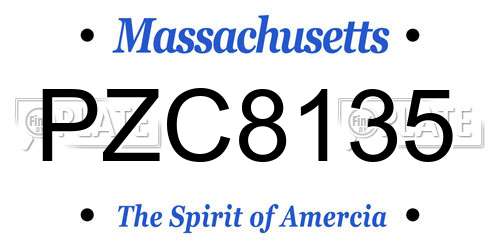 PZC8135 Massachusetts License Plate