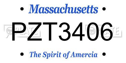 PZT3406 Massachusetts License Plate