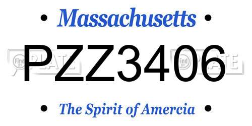 PZZ3406 Massachusetts License Plate