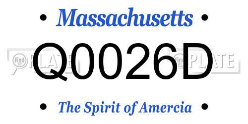 Q0026D Massachusetts License Plate