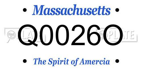 Q0026O Massachusetts License Plate