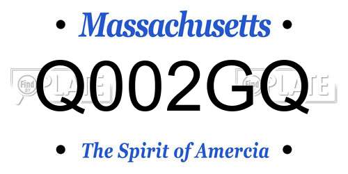 Q002GQ Massachusetts License Plate