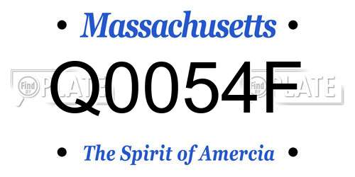 Q0054F Massachusetts License Plate