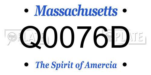 Q0076D Massachusetts License Plate