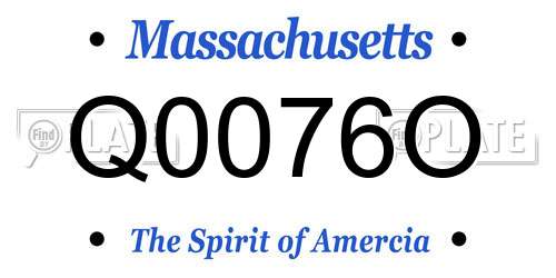 Q0076O Massachusetts License Plate