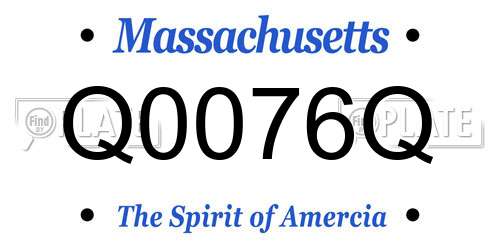 Q0076Q Massachusetts License Plate