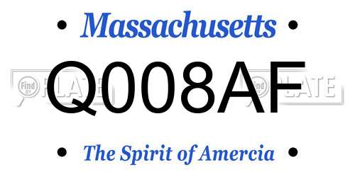 Q008AF Massachusetts License Plate