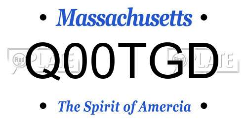Q00TGD Massachusetts License Plate