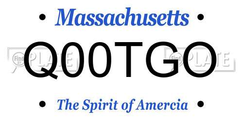 Q00TGO Massachusetts License Plate
