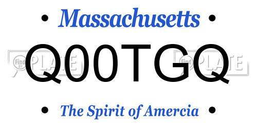 Q00TGQ Massachusetts License Plate