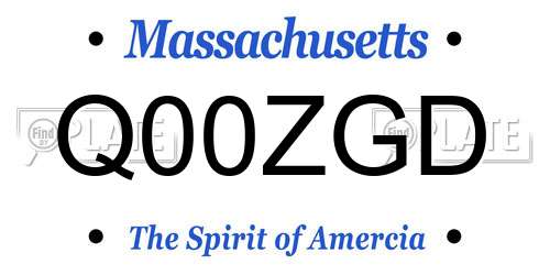 Q00ZGD Massachusetts License Plate