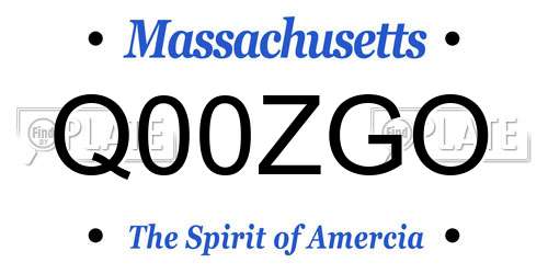 Q00ZGO Massachusetts License Plate