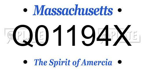 Q01194X Massachusetts License Plate