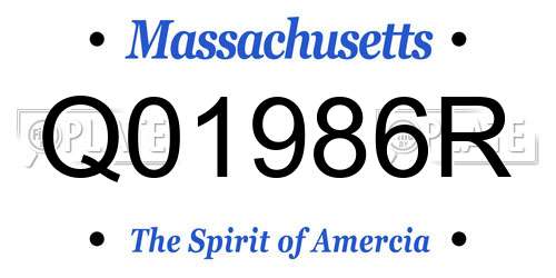 Q01986R Massachusetts License Plate