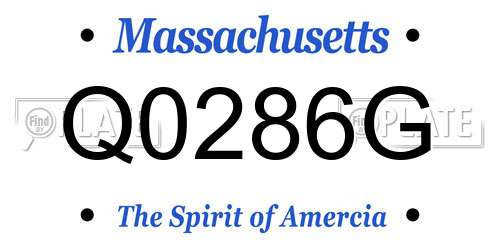 Q0286G Massachusetts License Plate
