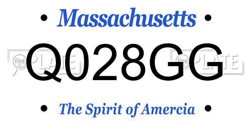 Q028GG Massachusetts License Plate